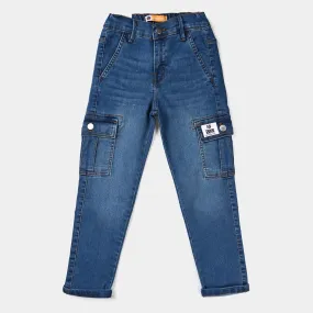 Boys Denim Stretch Pant Flip Reverse -Mid-Blue