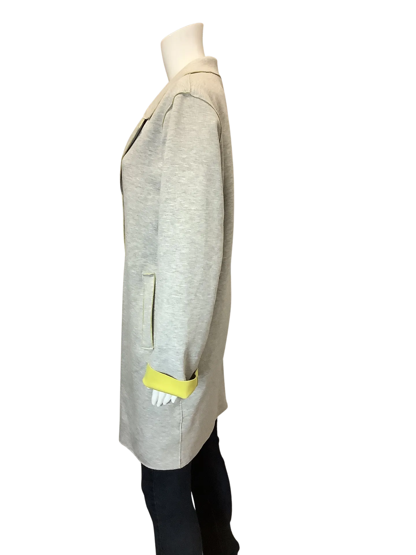 Carolina Belle Womens Jacket Midi Button Up Grey Size: XL