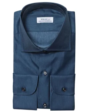 Dark Blue Heathered Cotton Dress Shirt