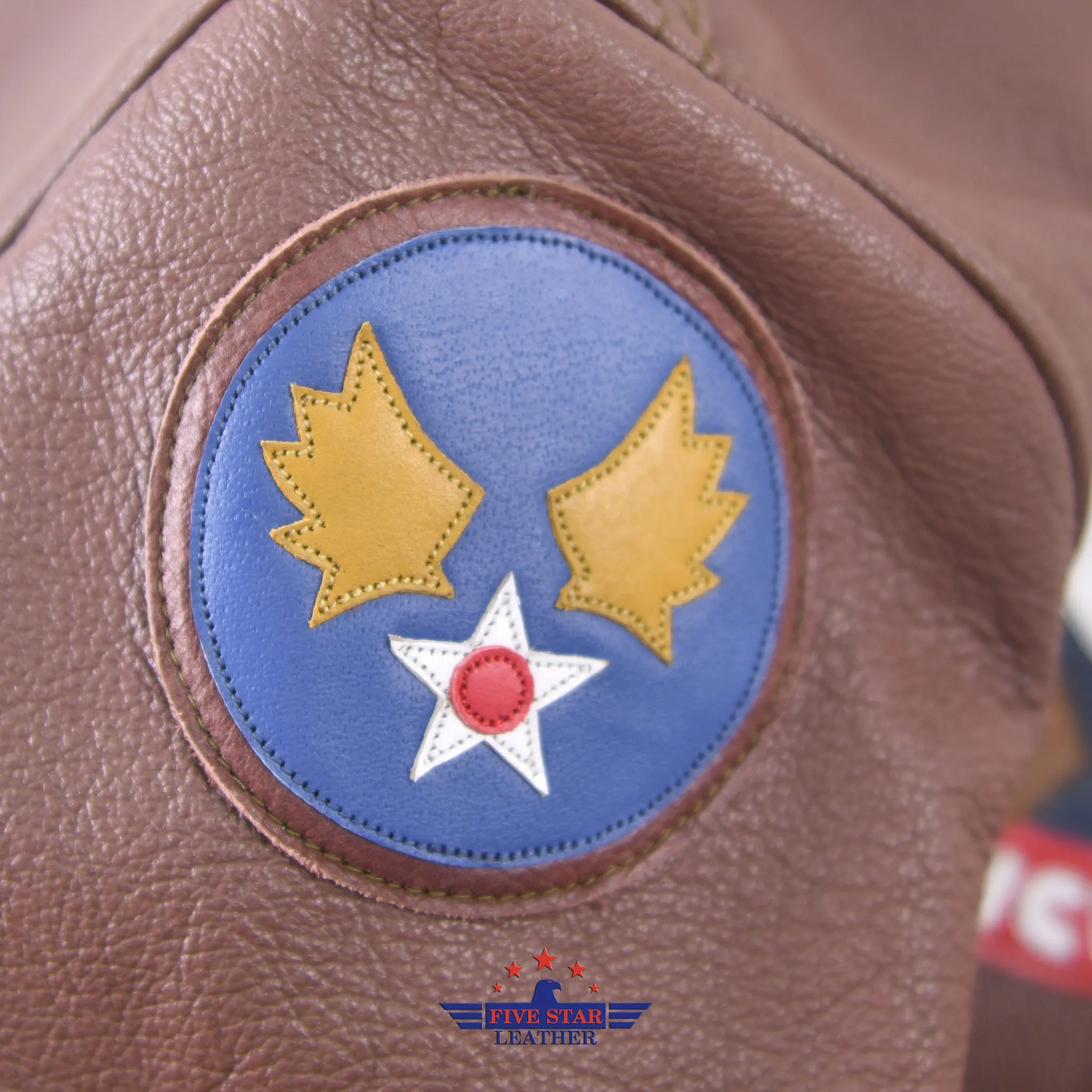 Fivestar Leather Type A2 Bronco Military Flight Real Goatskin Leather Jacket with Patches