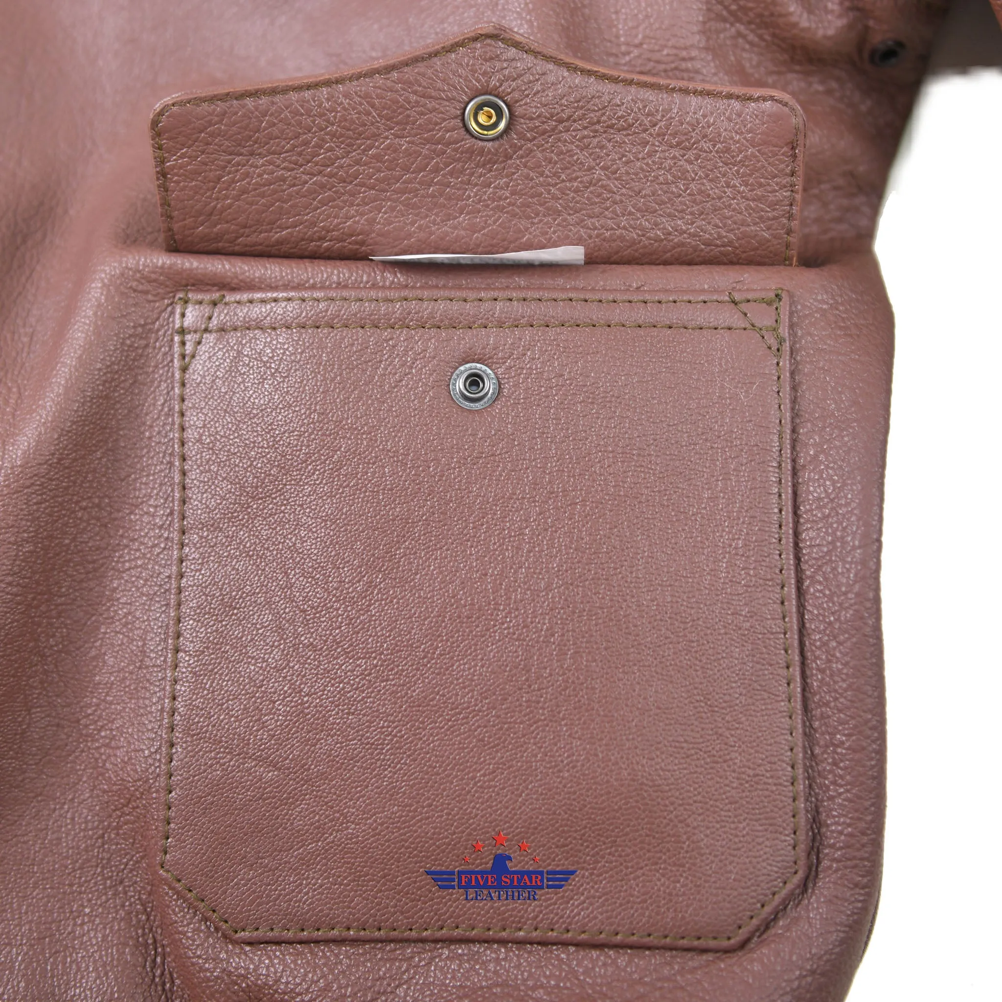 Fivestar Leather Type A2 Bronco Military Flight Real Goatskin Leather Jacket with Patches