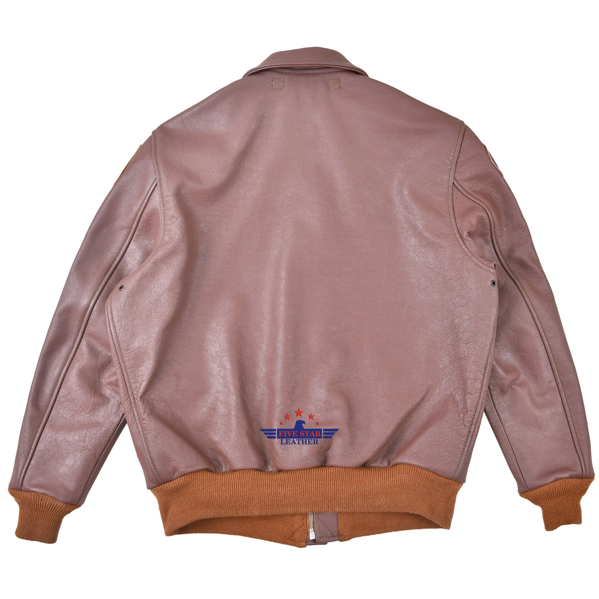Fivestar Leather Type A2 Bronco Military Flight Real Goatskin Leather Jacket with Patches