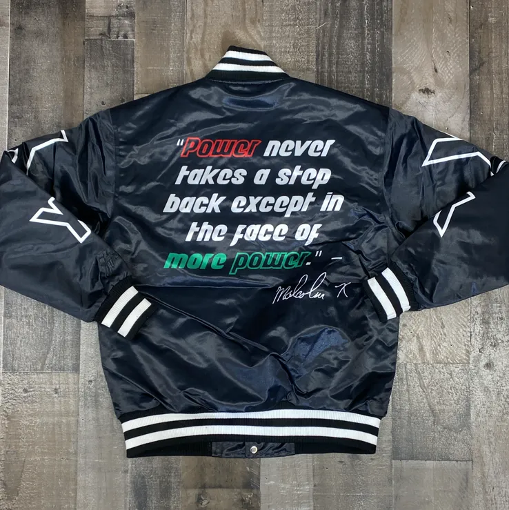 Headgear Classics- Malcolm X satin jacket (black/white)