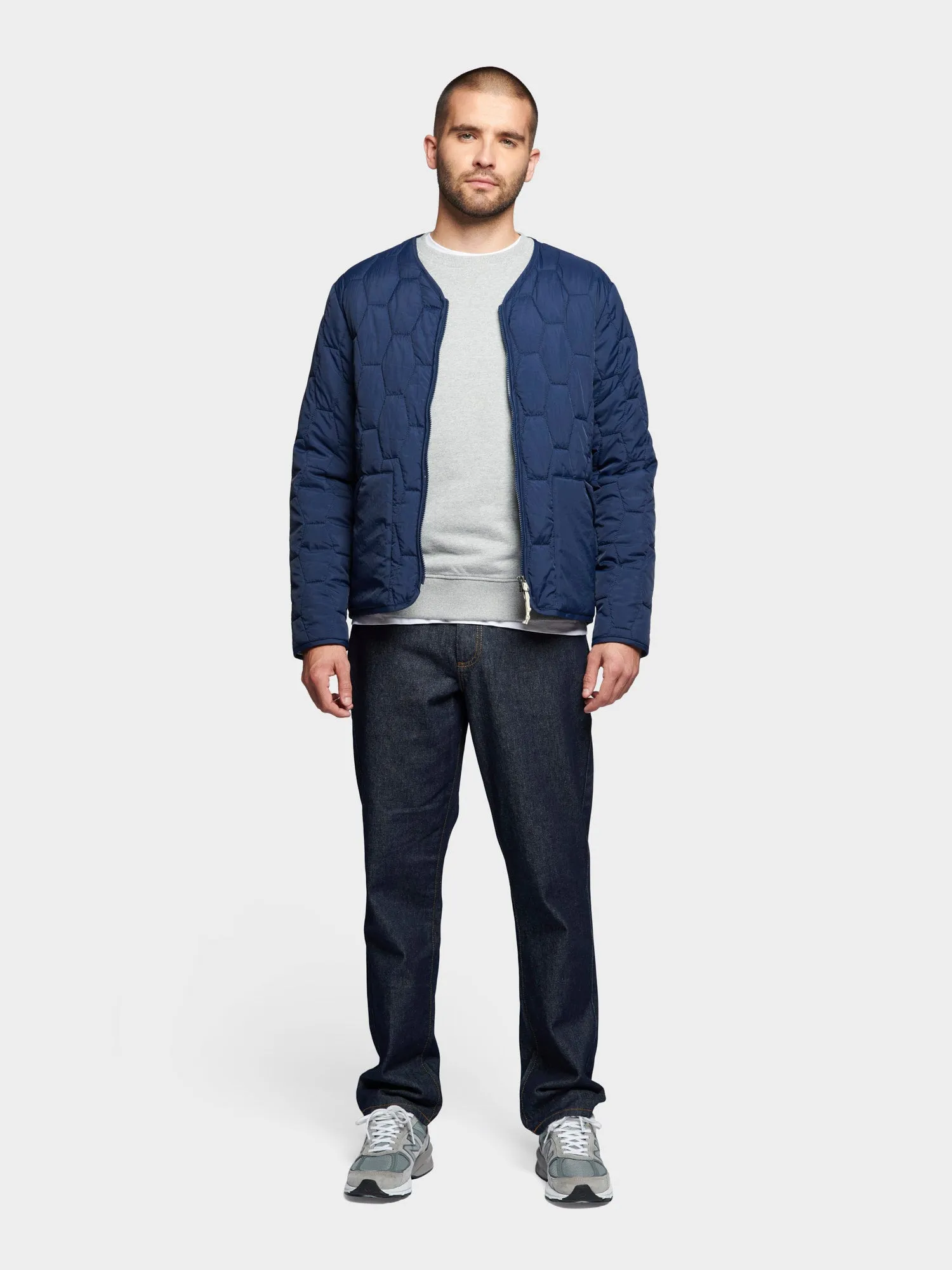Hexagon Quilt Liner Jacket in Navy Blue
