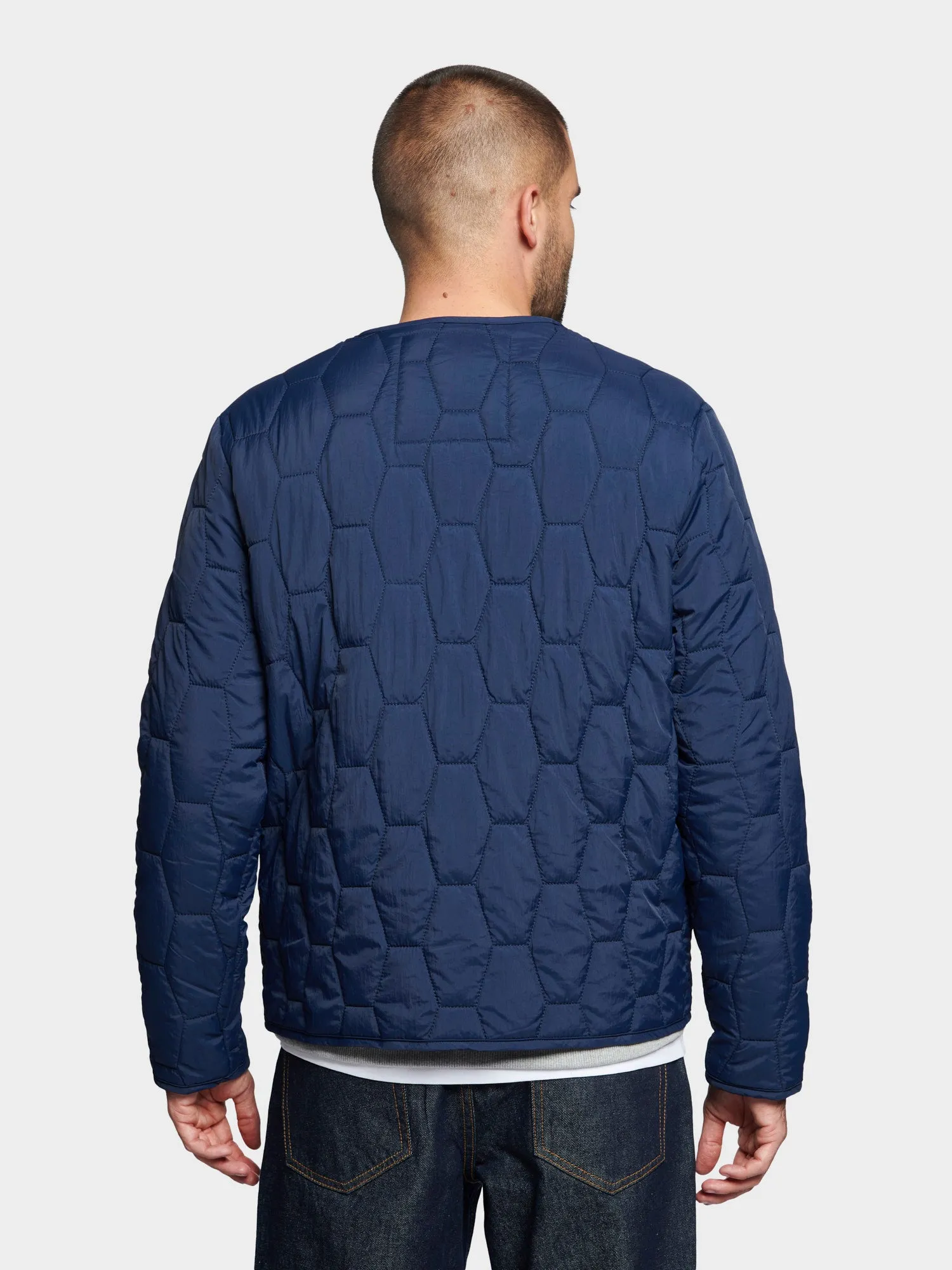 Hexagon Quilt Liner Jacket in Navy Blue