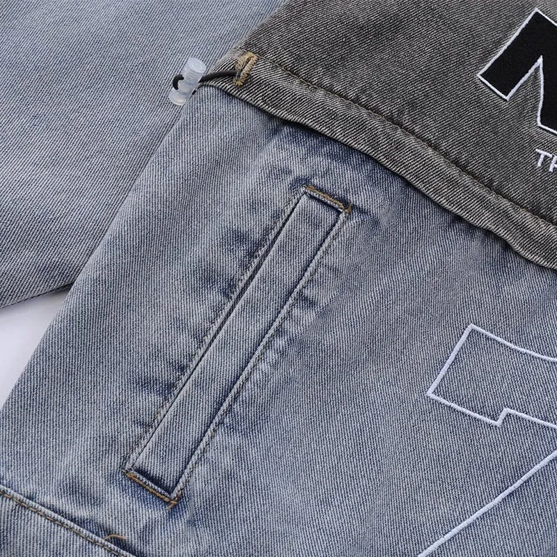 Lemandik Denim Racing Jacket Detachable Hem