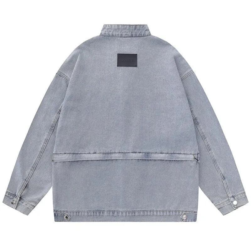 Lemandik Denim Racing Jacket Detachable Hem