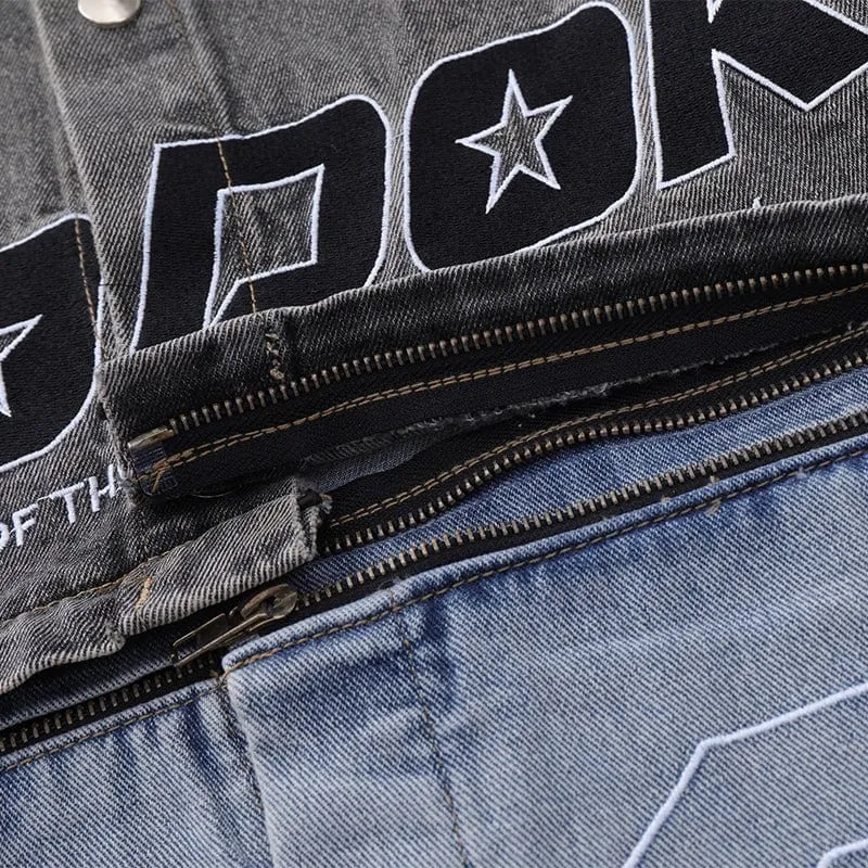Lemandik Denim Racing Jacket Detachable Hem