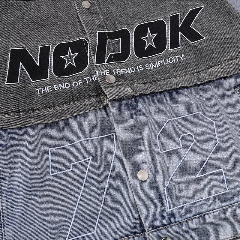 Lemandik Denim Racing Jacket Detachable Hem