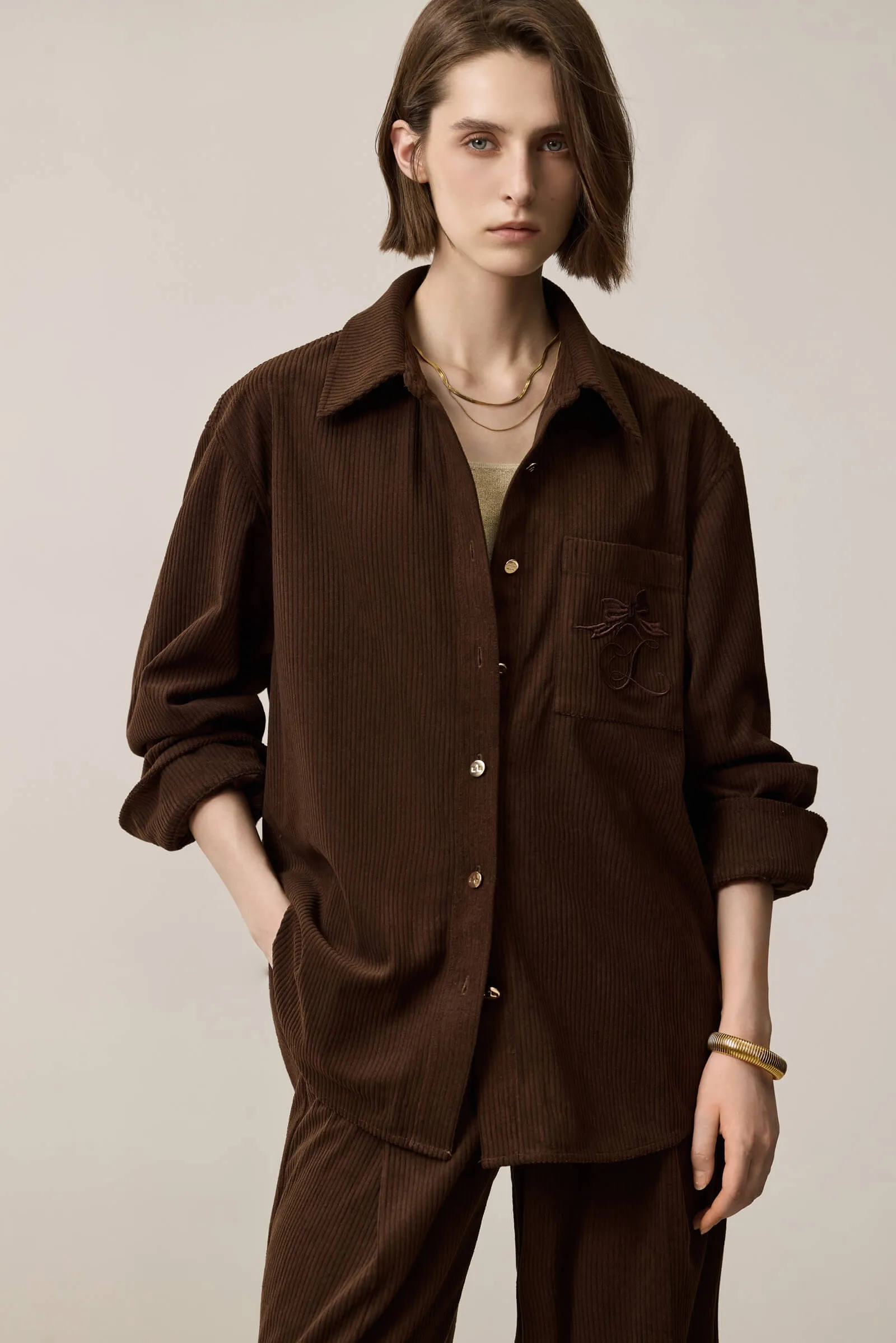 LILY Melange Corduroy Shirt
