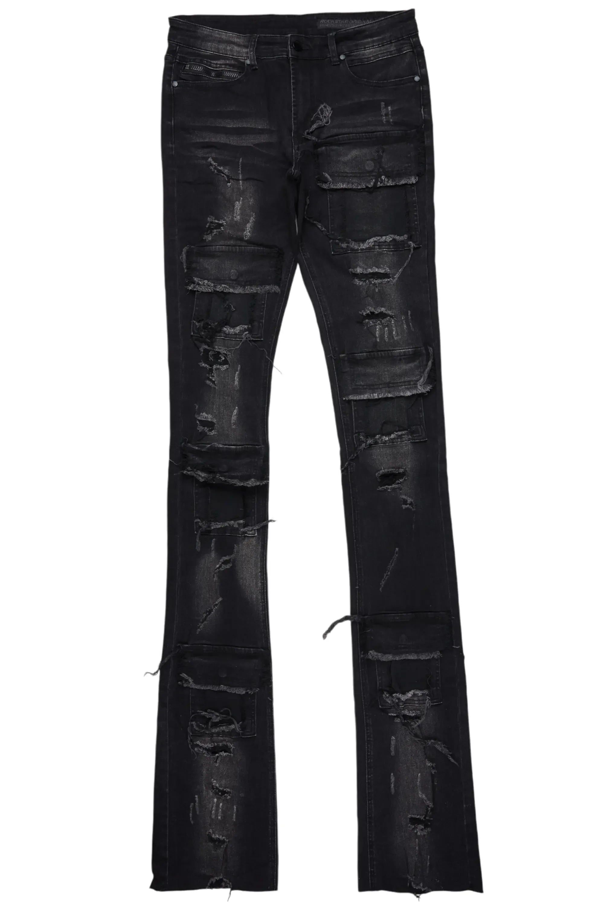 Petrus Black Super Stacked Flare Jean