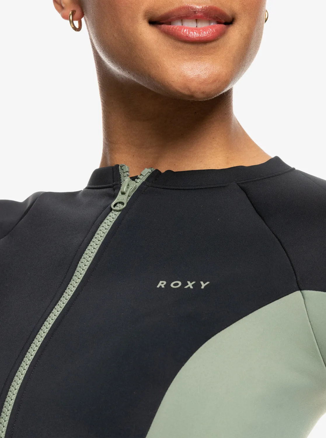 Roxy Pro Wave Zip-Up Rashguard - Anthracite