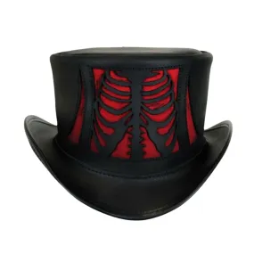 Scary Skull Style Leather Top Hat