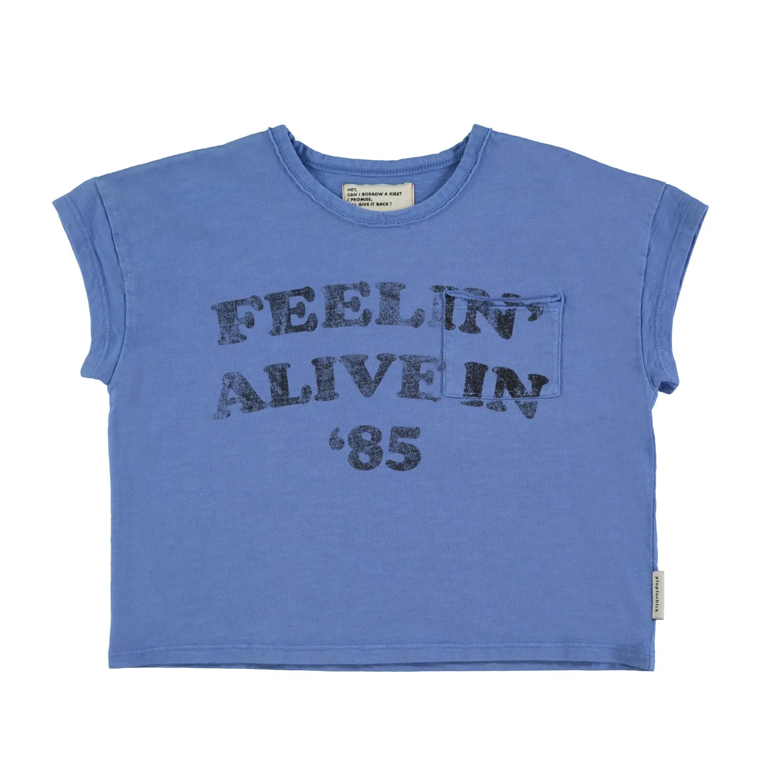 t'shirt | blue w/ "feelin' alive" print