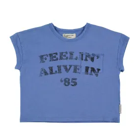 t'shirt | blue w/ "feelin' alive" print